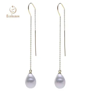 10 Pairs 10-13mm High Luster White Line Drop Pearl Earrings