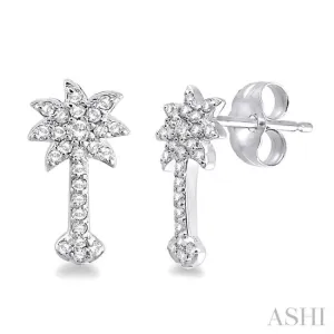 1/4 ctw Round Cut Diamond Palm Tree Earrings in 14K White Gold