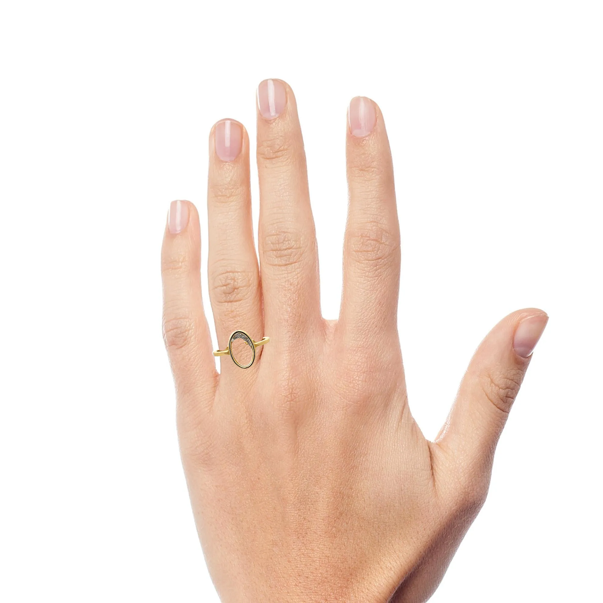 14K Gold Oval Diamond Ring