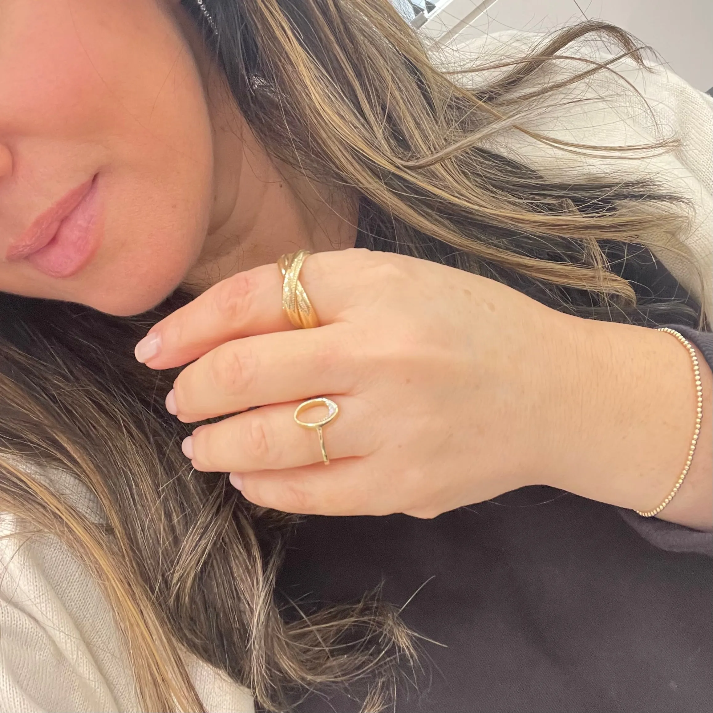 14K Gold Oval Diamond Ring