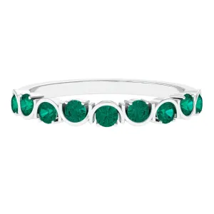3/4 CT Natural Green Emerald Semi Eternity Ring