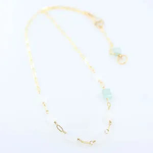 7 Drop Rectangle Moonstone Gemstone Necklace