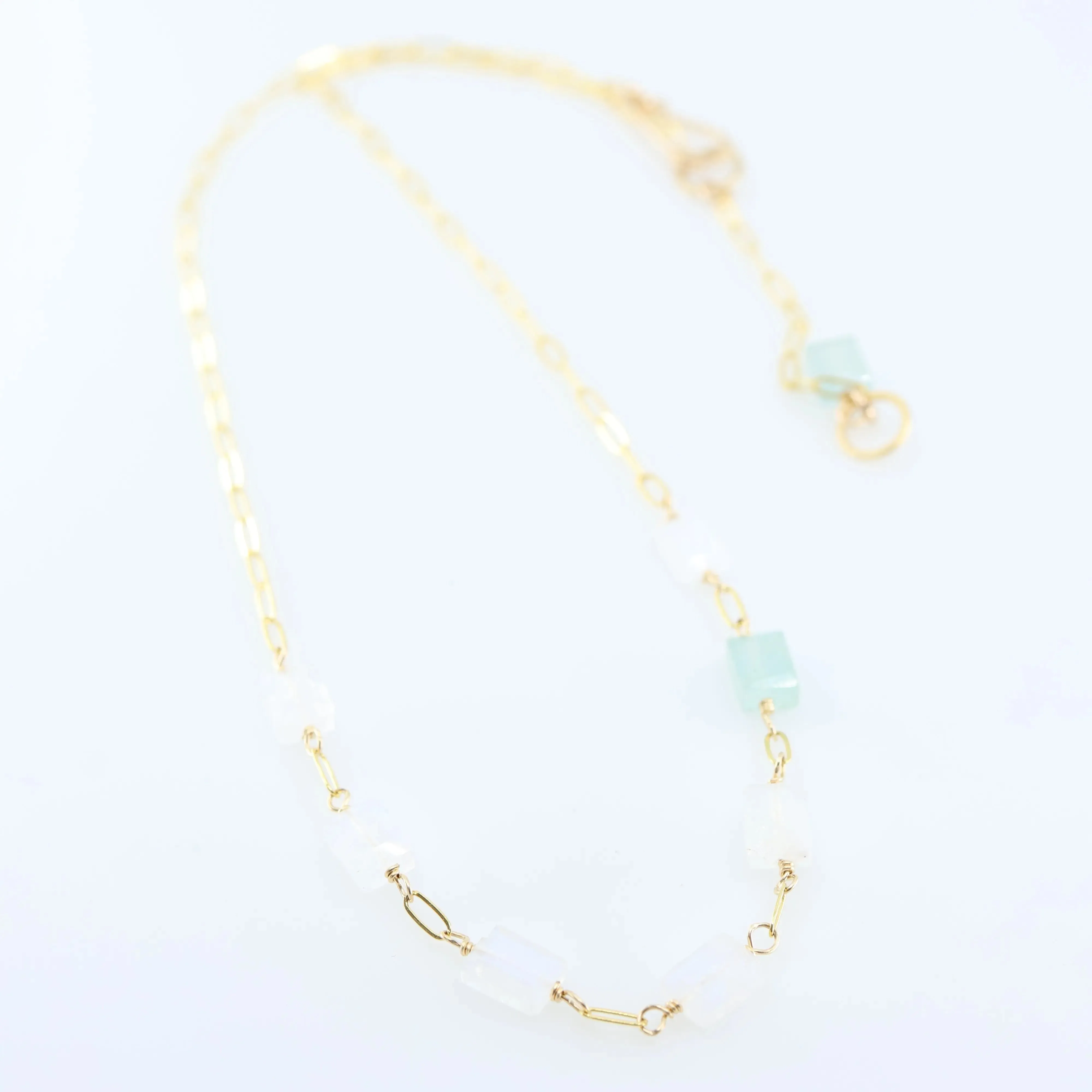 7 Drop Rectangle Moonstone Gemstone Necklace