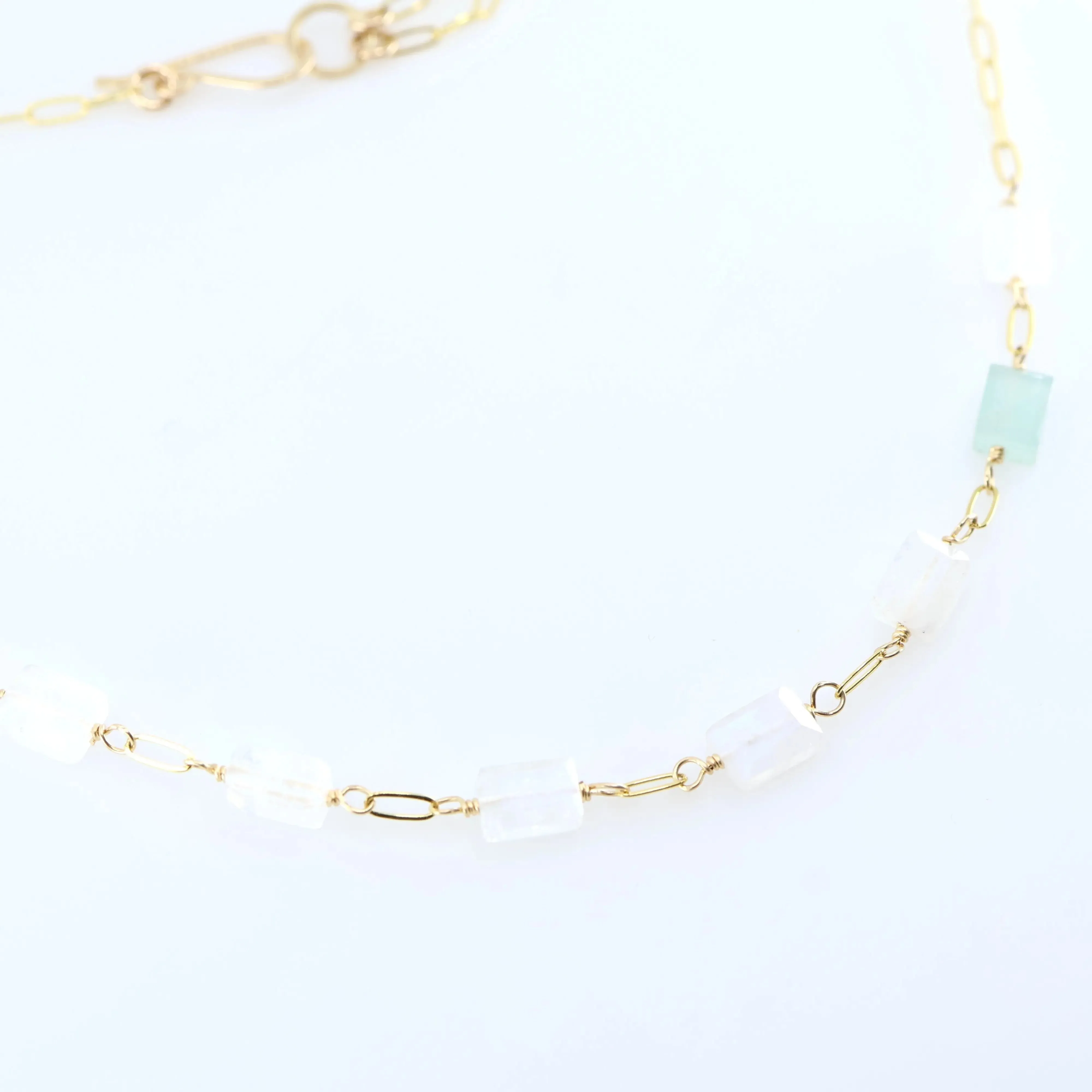 7 Drop Rectangle Moonstone Gemstone Necklace