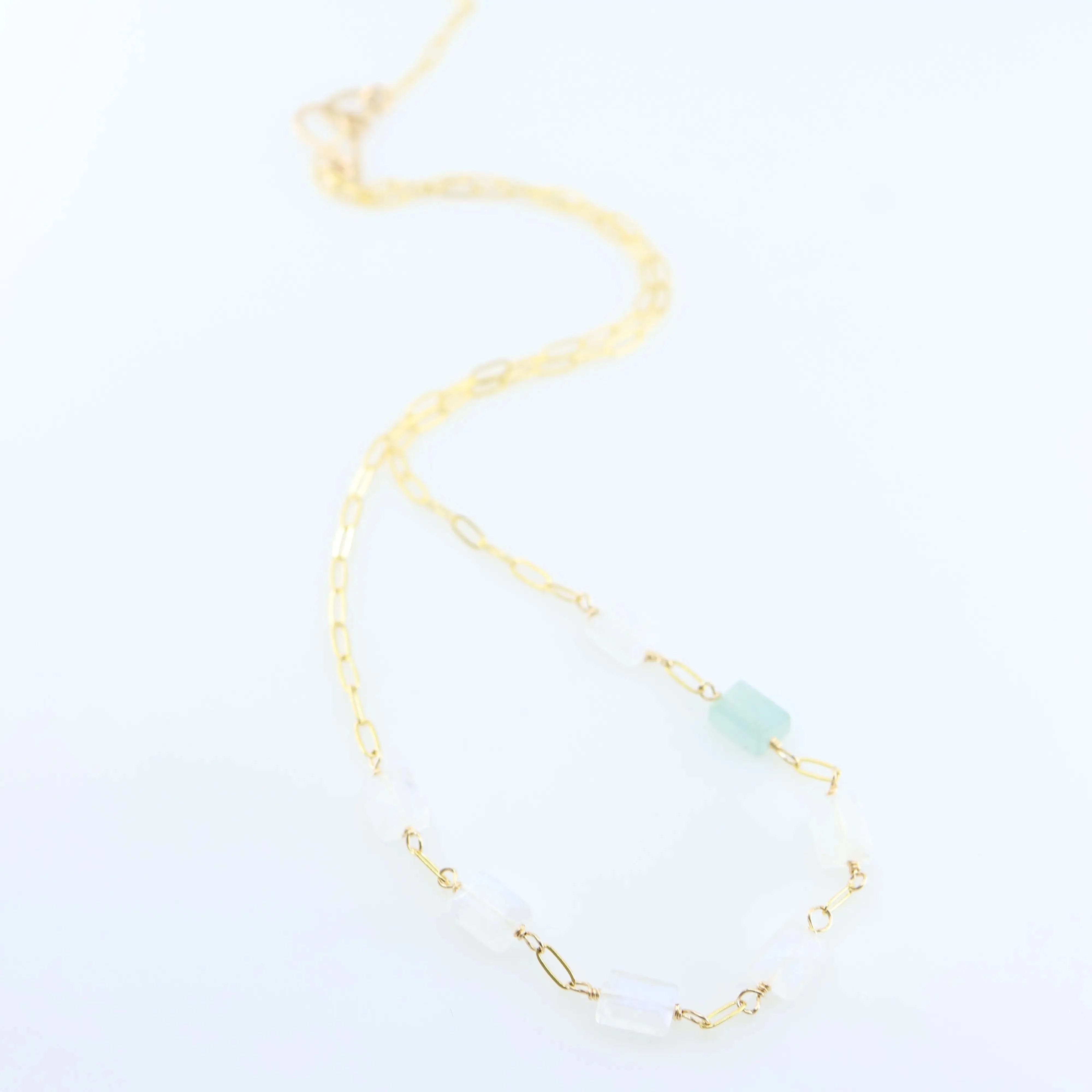 7 Drop Rectangle Moonstone Gemstone Necklace