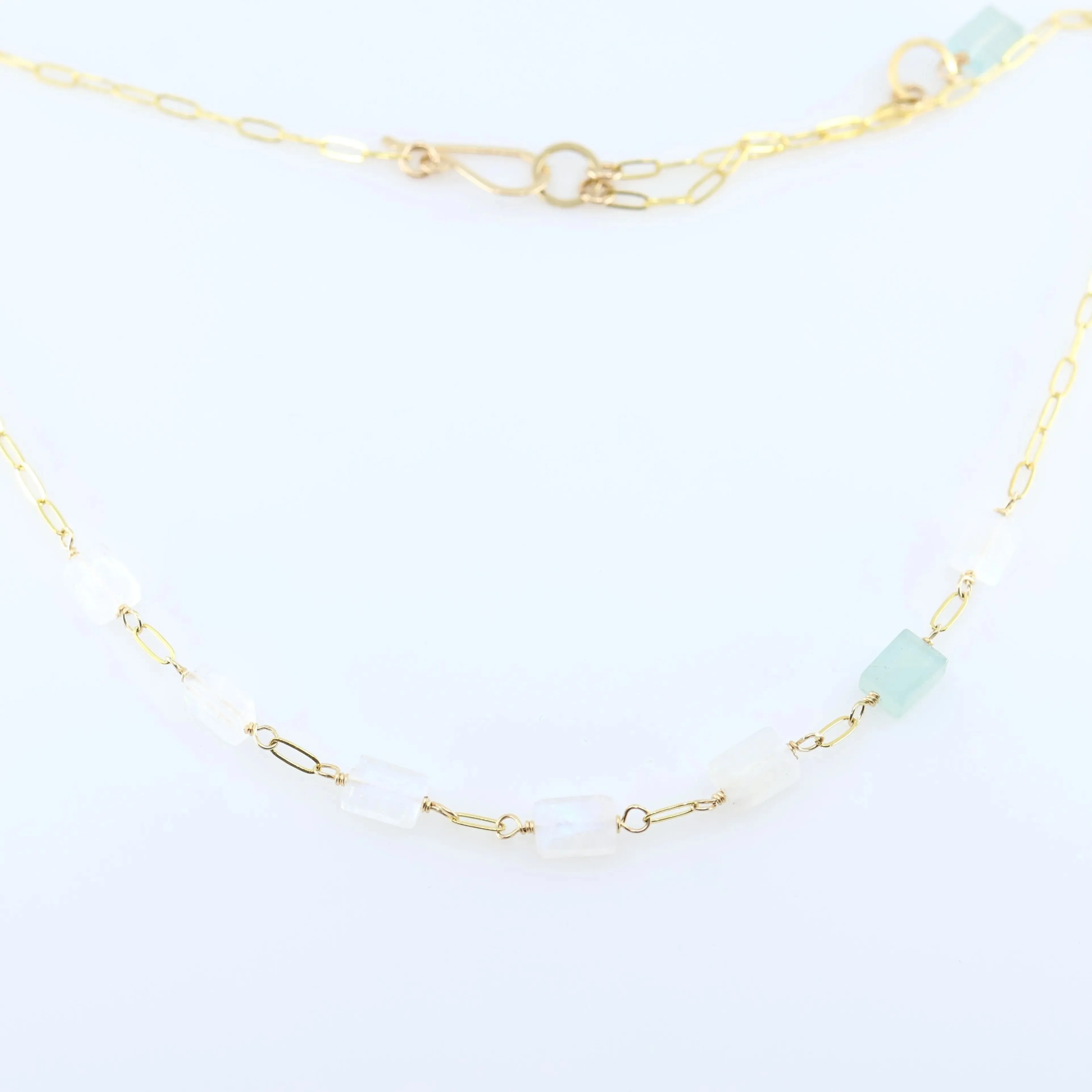 7 Drop Rectangle Moonstone Gemstone Necklace