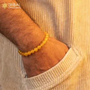8 MM citrine natural stone beaded handmade bracelet, customized unisex Jewelry, stnbr130