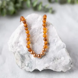 Adults | Pure Copper   Raw Cognac Amber Necklace
