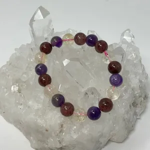 All-Star Quartz "SPECIAL WEEKEND PRICED DEAL ONLY" (Strawberry Quartz, Citrine & Amethyst) 10MM 2-Piece Round Bracelet Set