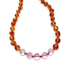Amber   Amethyst Necklace