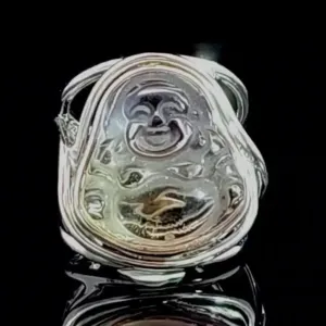 Ametrine Buddha Finger Cuff Adjustable Ring .925 Silver for Empowerment and Harmony