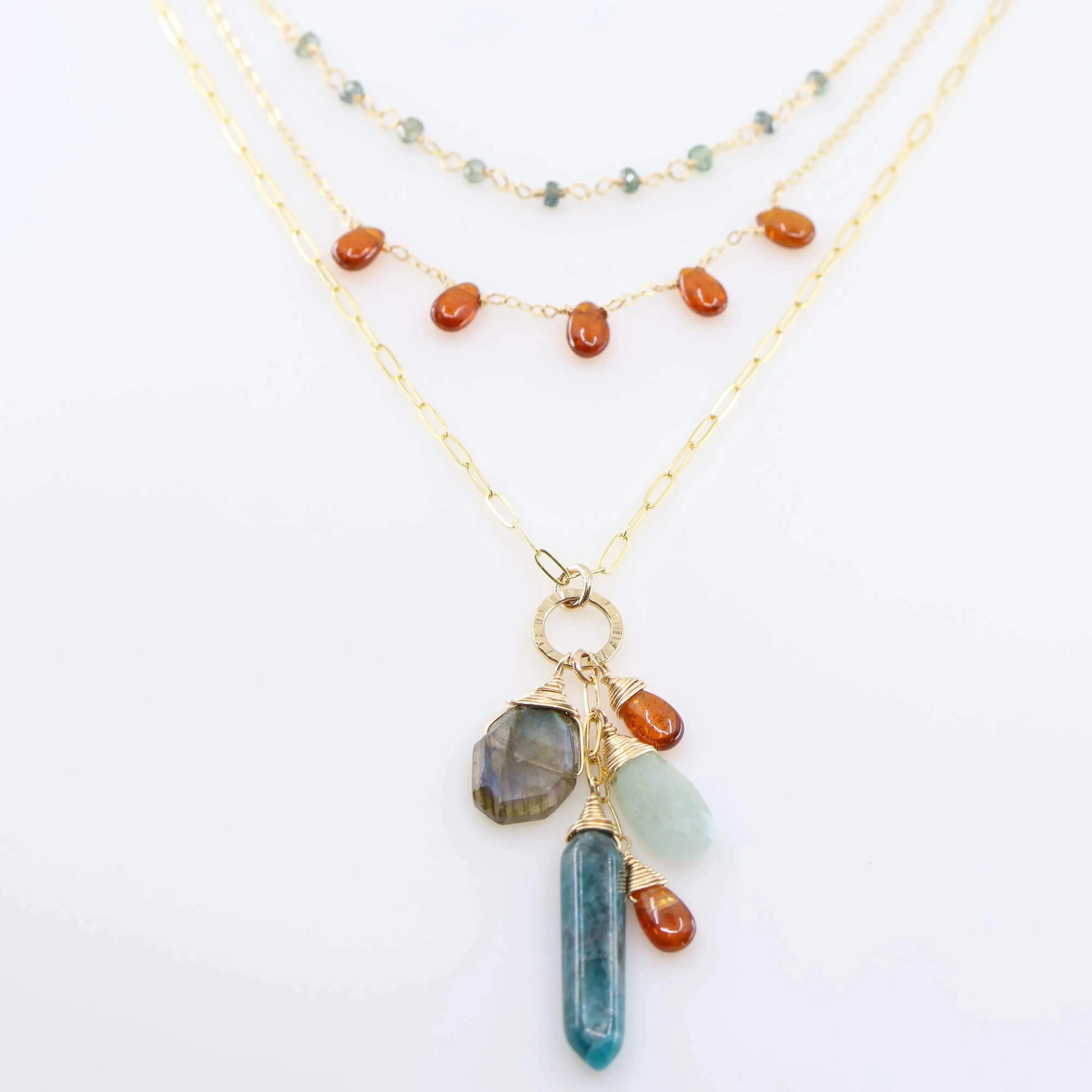 Apatite Point Gemstone Cascade Necklace