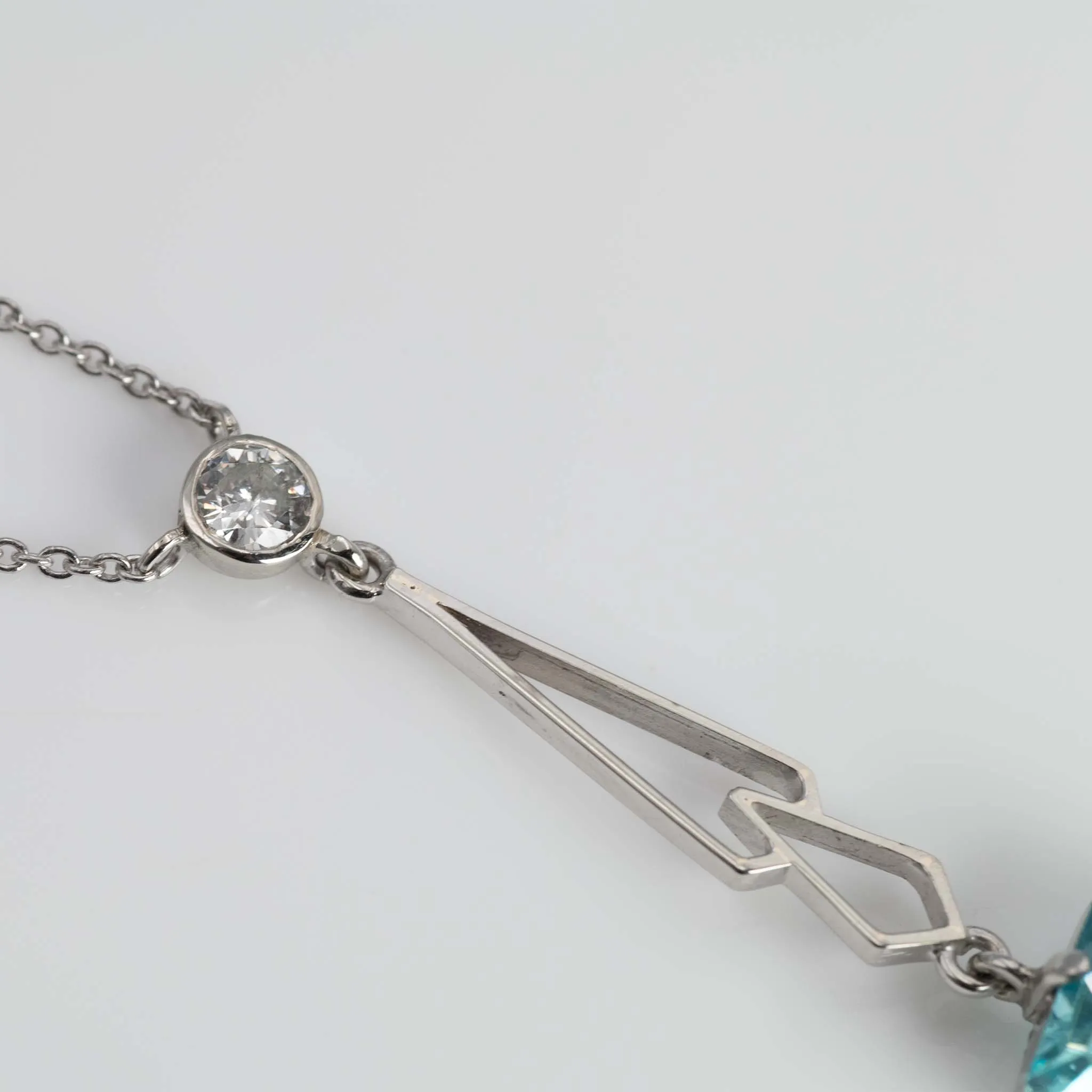 Art Deco 18ct White Gold 4.25 carat Aquamarine and Diamond Pendant