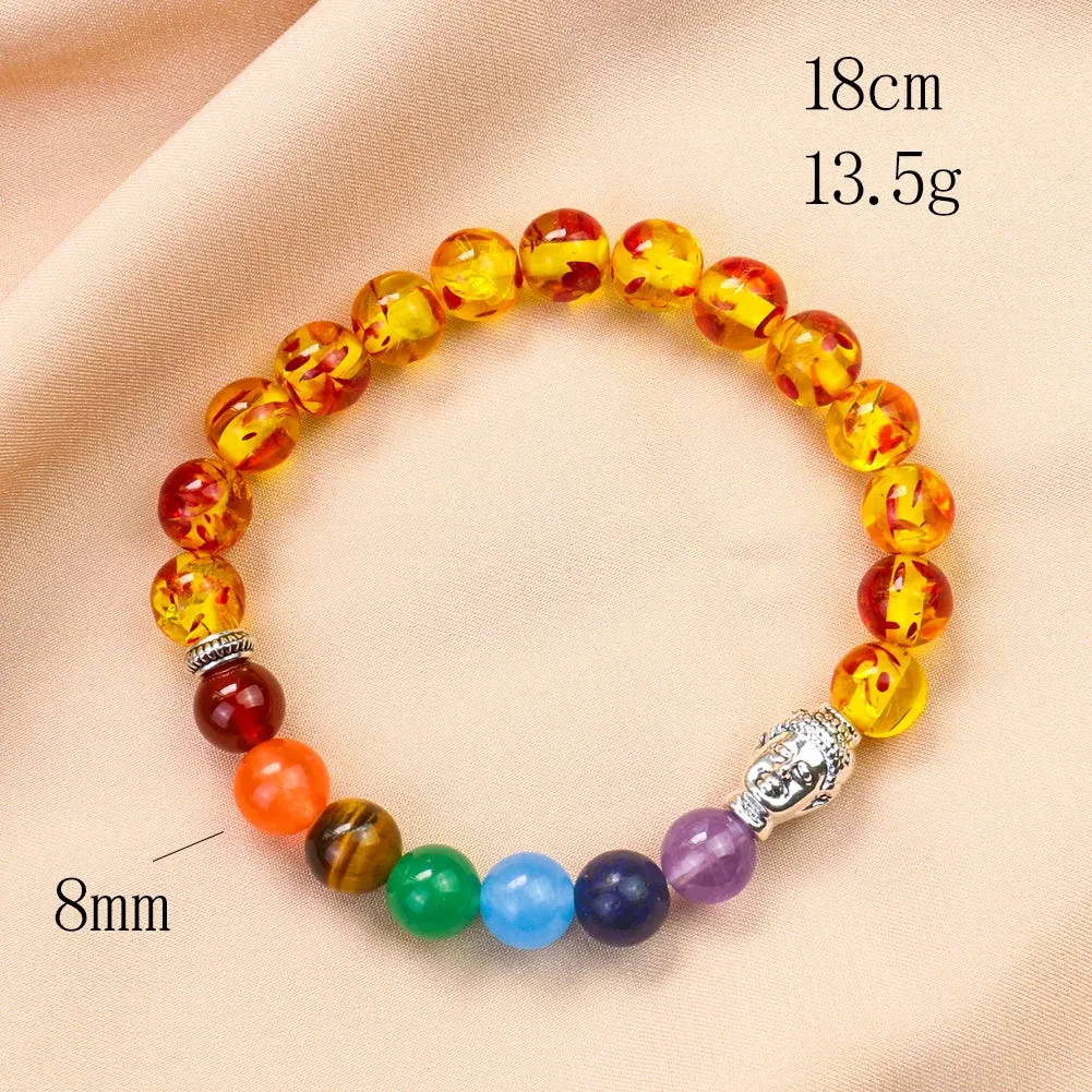 Baltic Amber Bracelet/Anklet with Chakra Stones