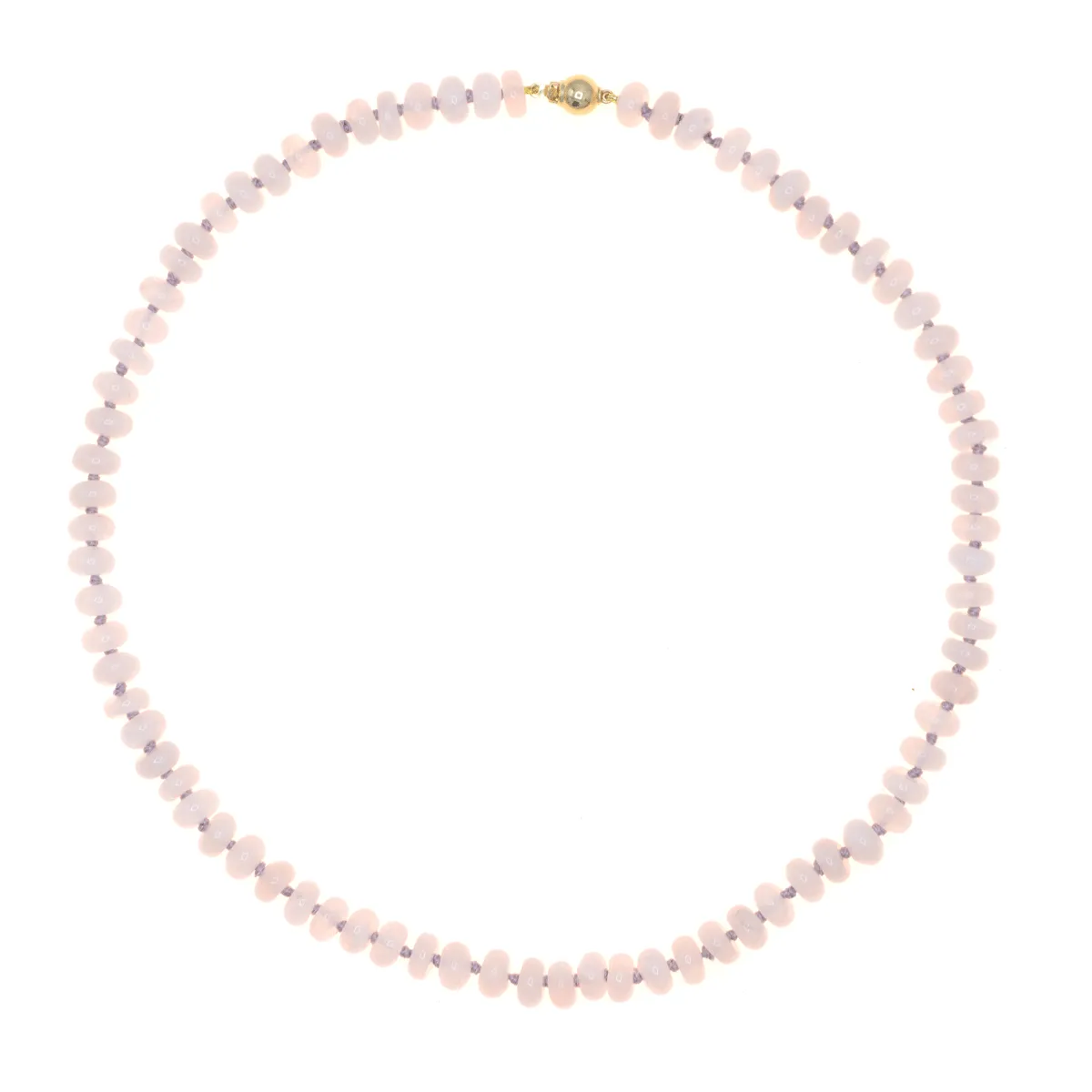 Beaded Rose Quartz Necklace with Lavender or Pink Silk
