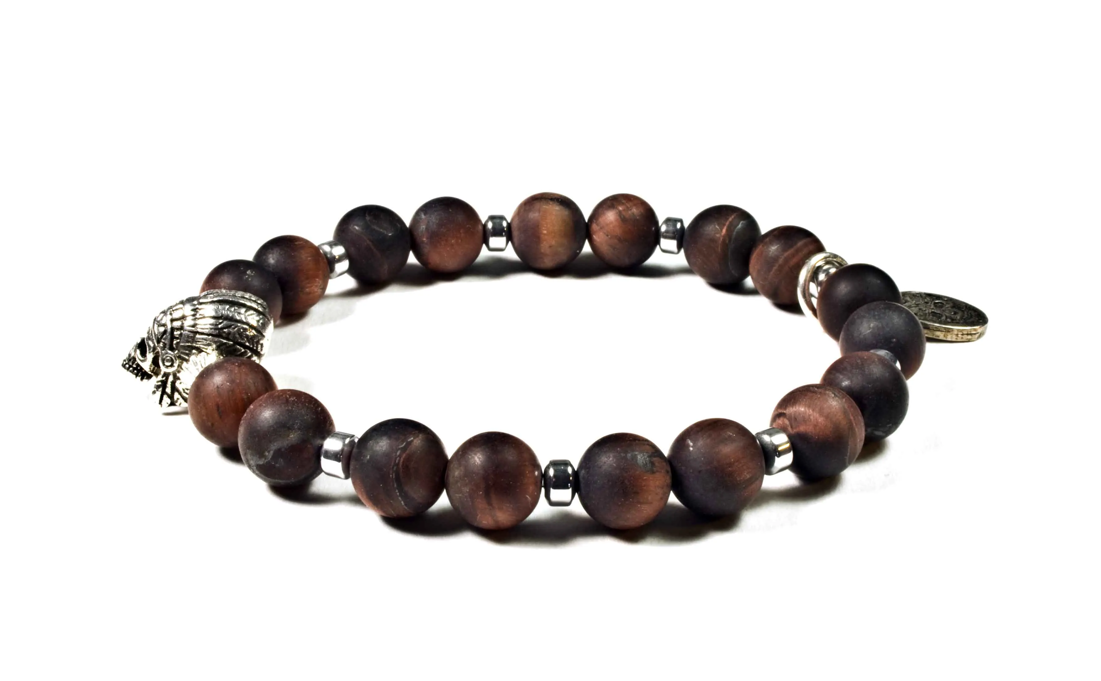 Black Pearl Creations Matte Bullseye & Indian Skull Bracelet