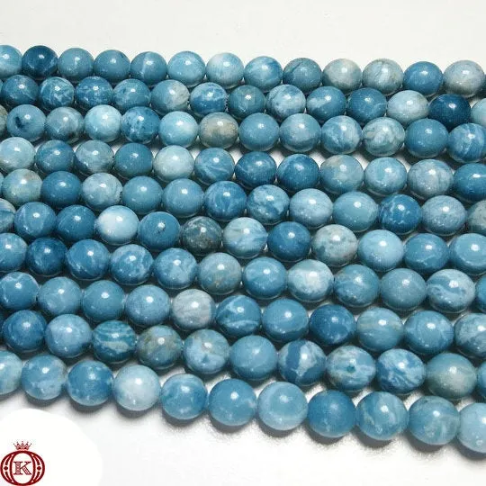 Blue Larimar Quartz Beads Smooth Round
