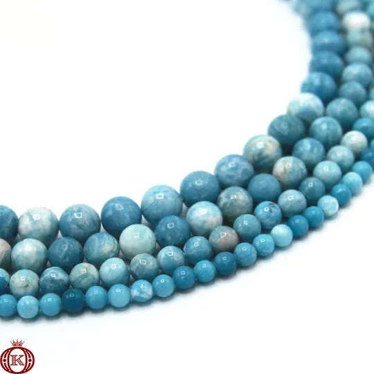 Blue Larimar Quartz Beads Smooth Round