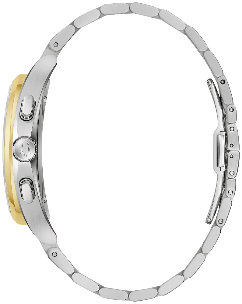 Bulova CURV Two Tone Chronograph Mens Watch 98A301