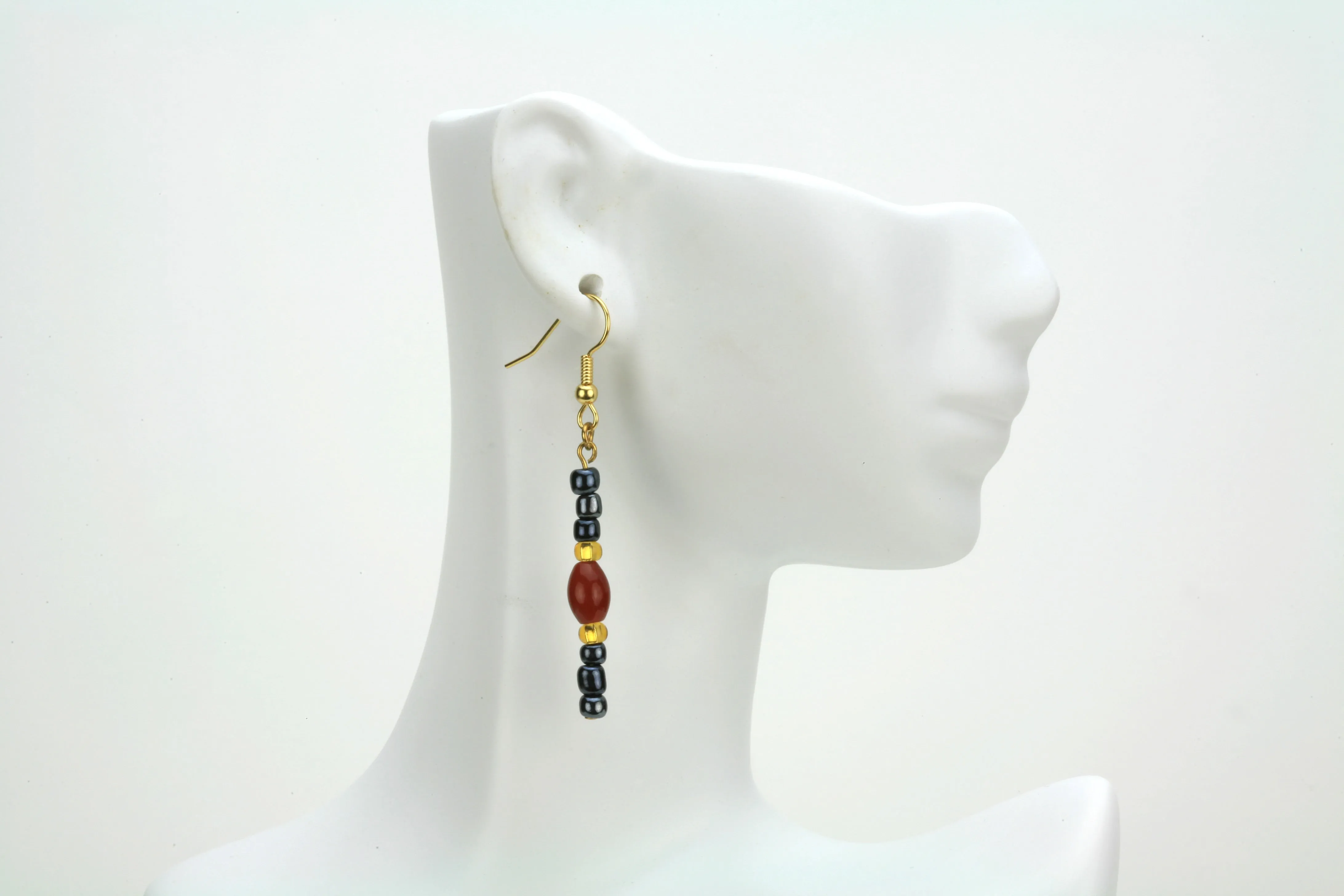Carnelian Night Sky Gold Earrings