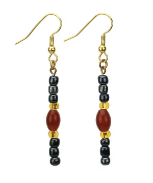 Carnelian Night Sky Gold Earrings
