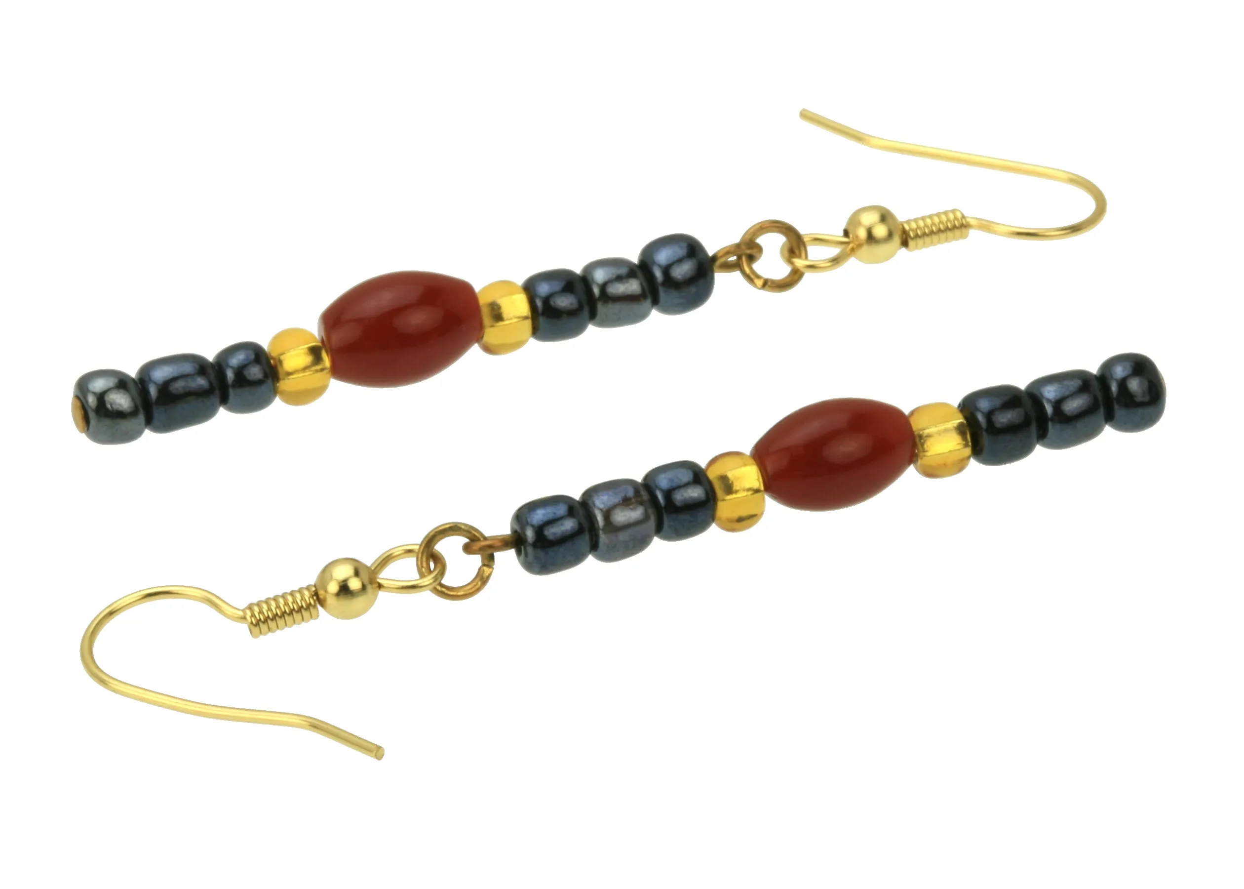 Carnelian Night Sky Gold Earrings
