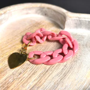 CARRIE resin link bracelet with heart charm pendant charm