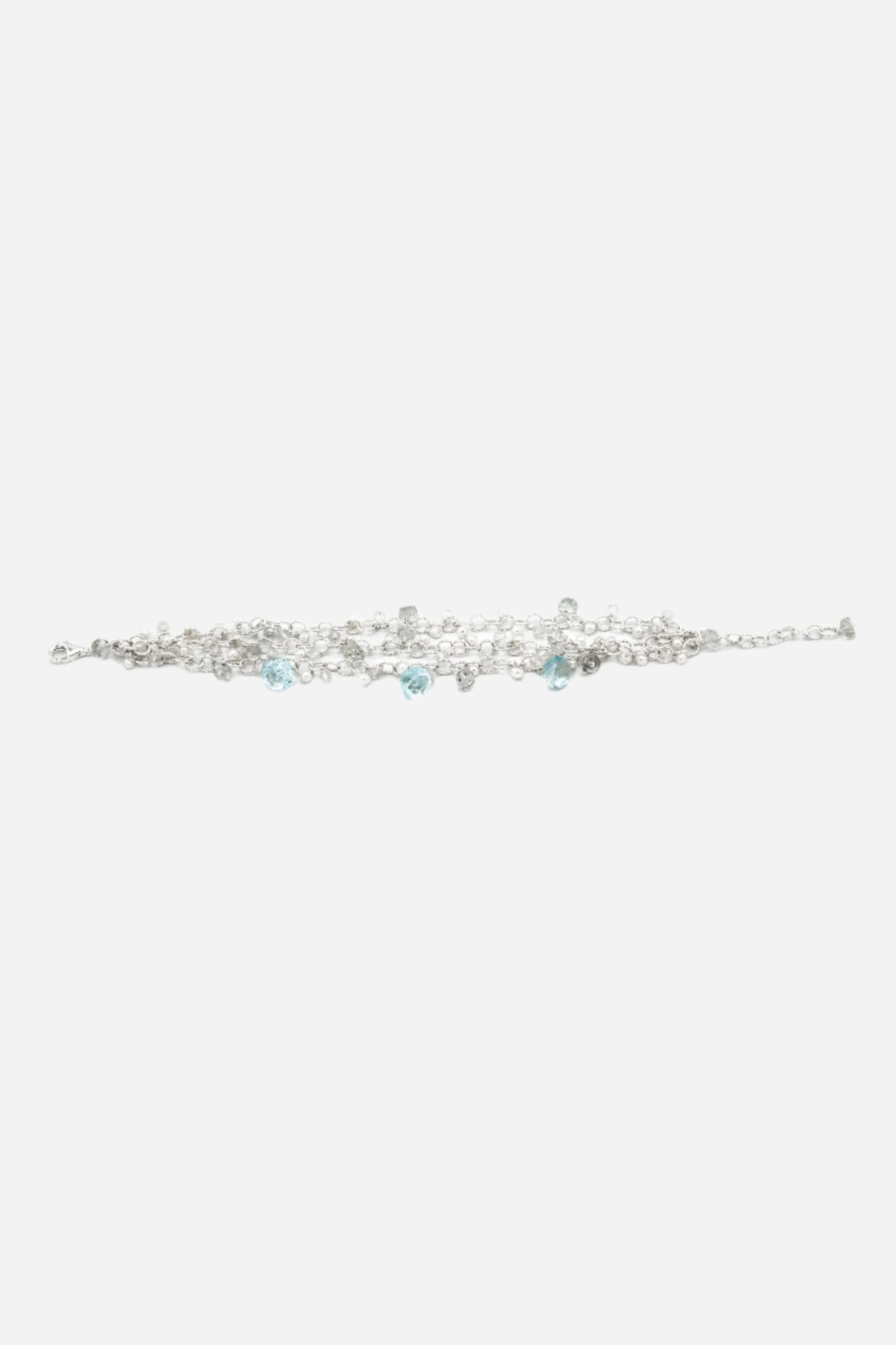Chainy Blue Topaz, Himalayan Crystal & Pearl Delicate Bracelet