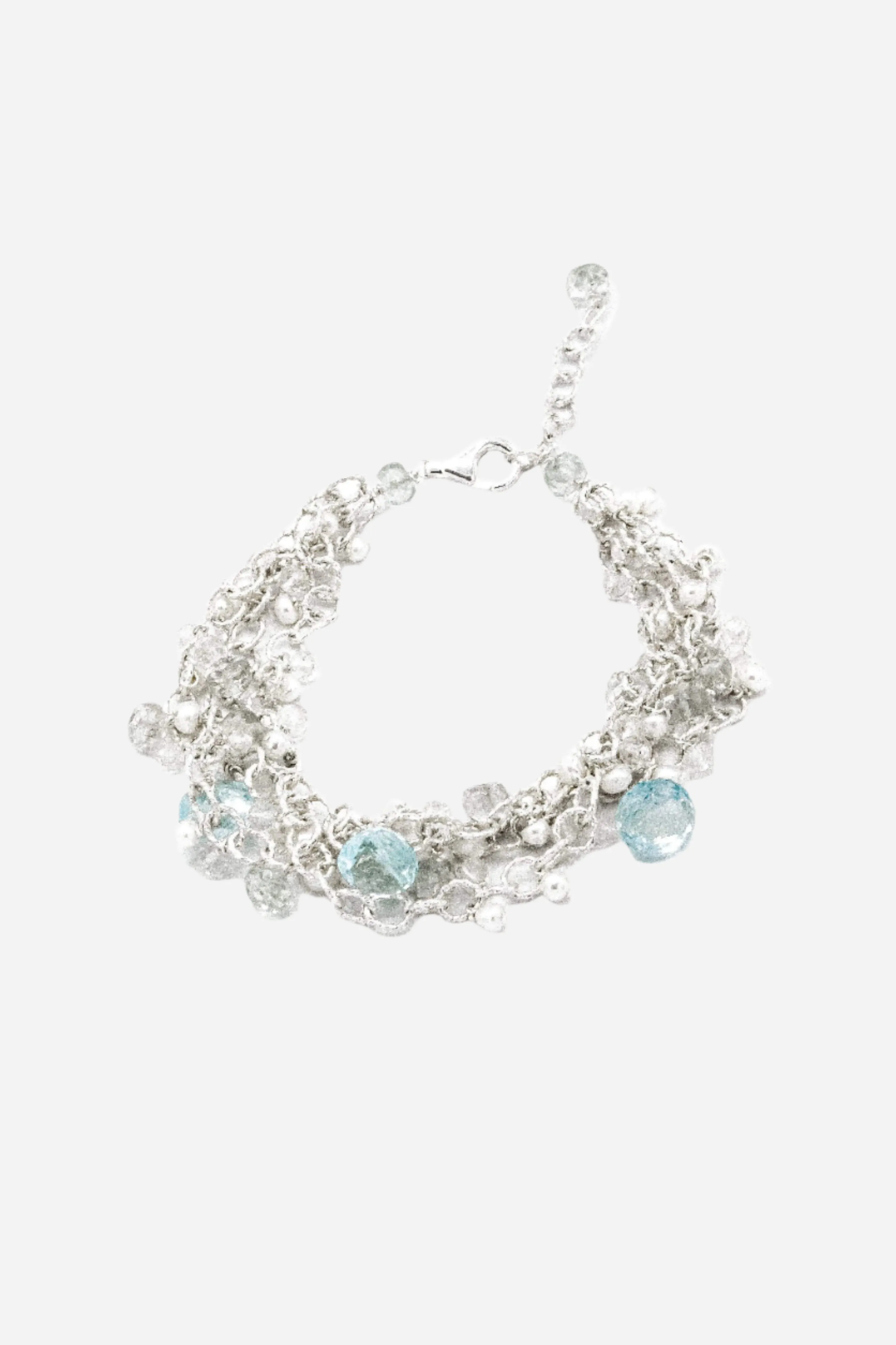 Chainy Blue Topaz, Himalayan Crystal & Pearl Delicate Bracelet