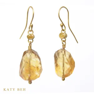 Champagne Diamond and Citrine Earrings