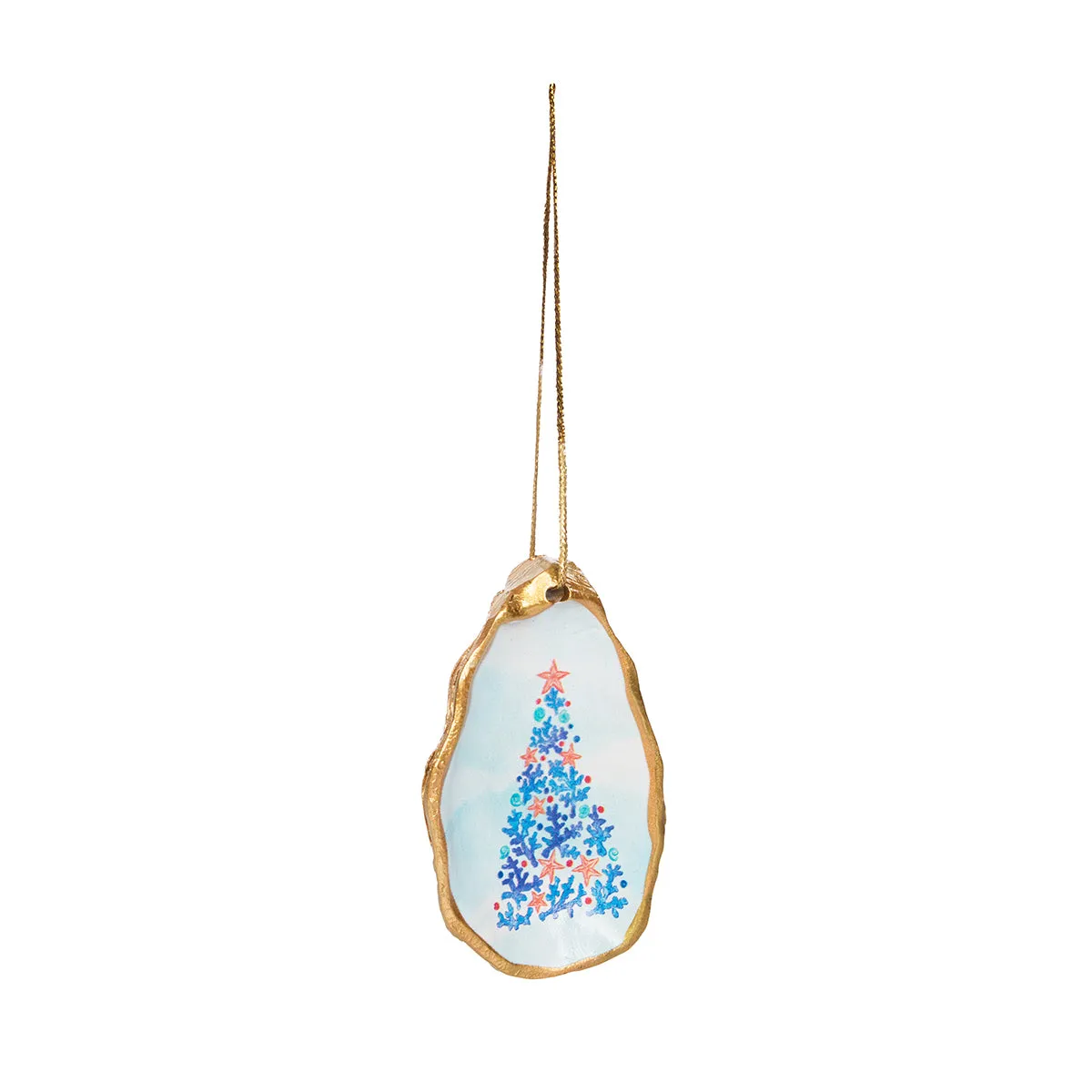 Coral & Shell Christmas Tree Oyster Shell Ornament
