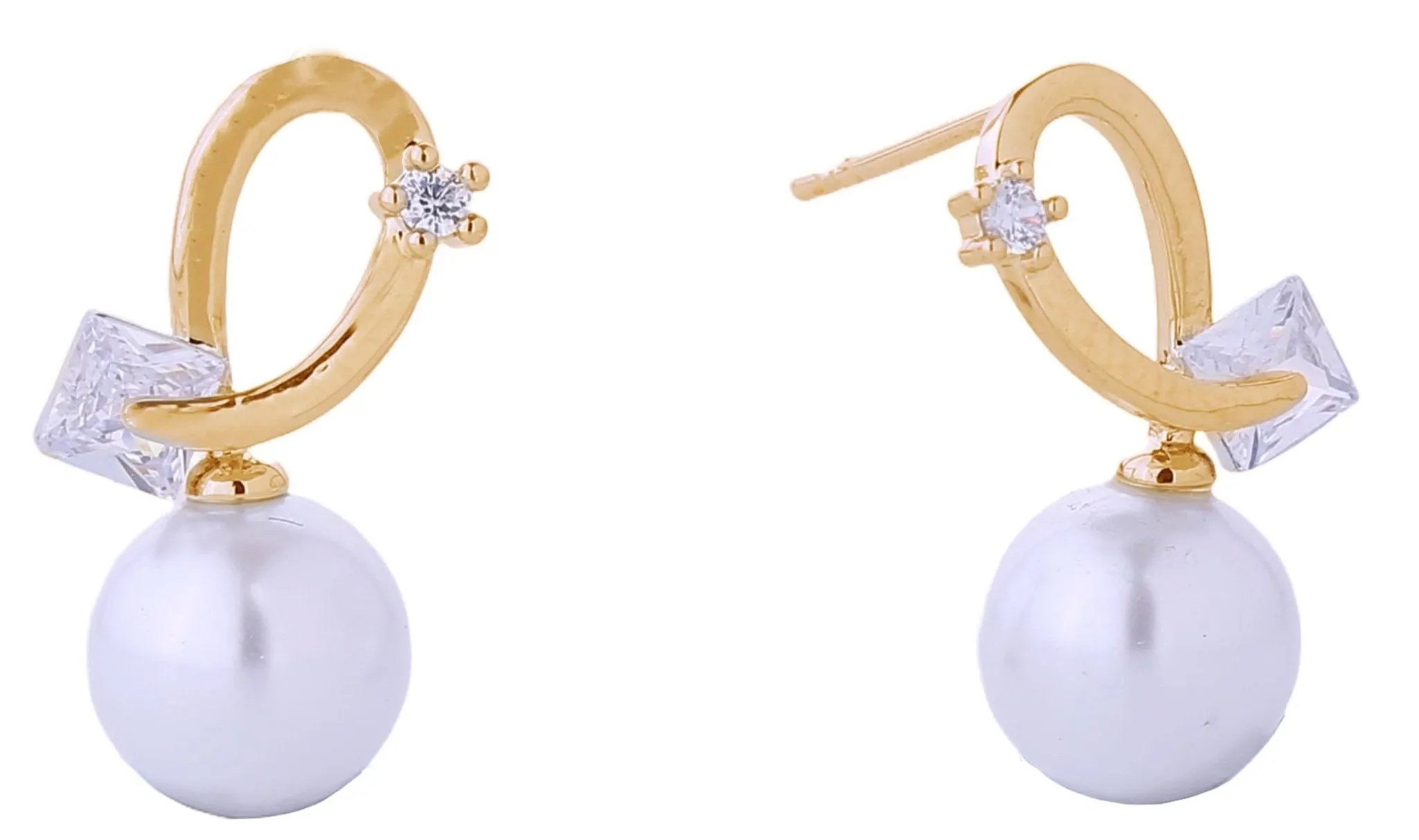 DJE310720 14K Curling Pearl Drop Post Earrings