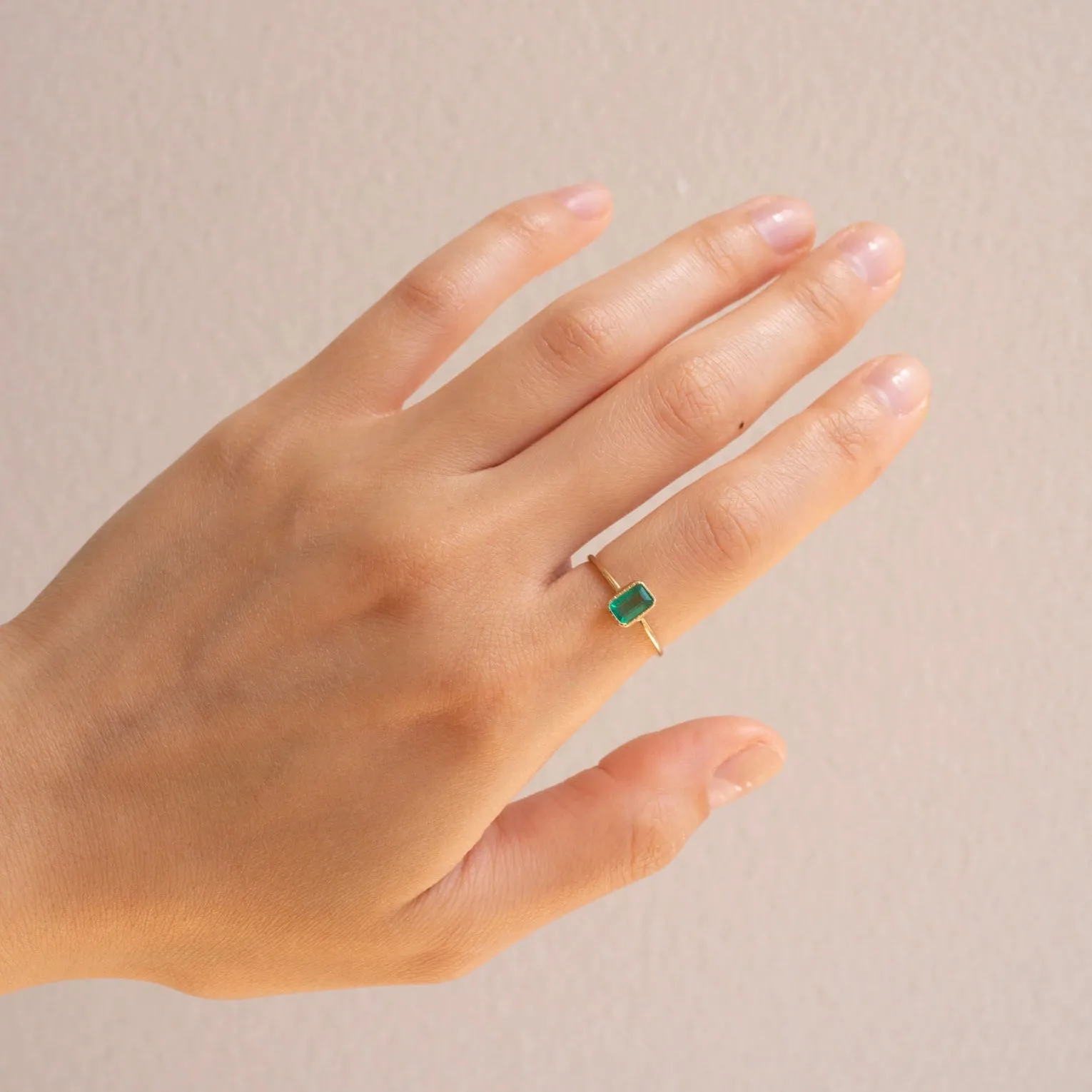 Emerald Cut Emerald Wisp Ring (ready to ship option)*