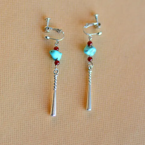 Female Turquoise Earrings Ancient Earrings Tibetan Miao Silver Exotic Ethnic Minority Simple Daily Earrings