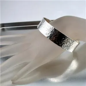 Hadar Designers Israel Handmade Artistic 925 Silver Hammered Bangle Bracelet (vY