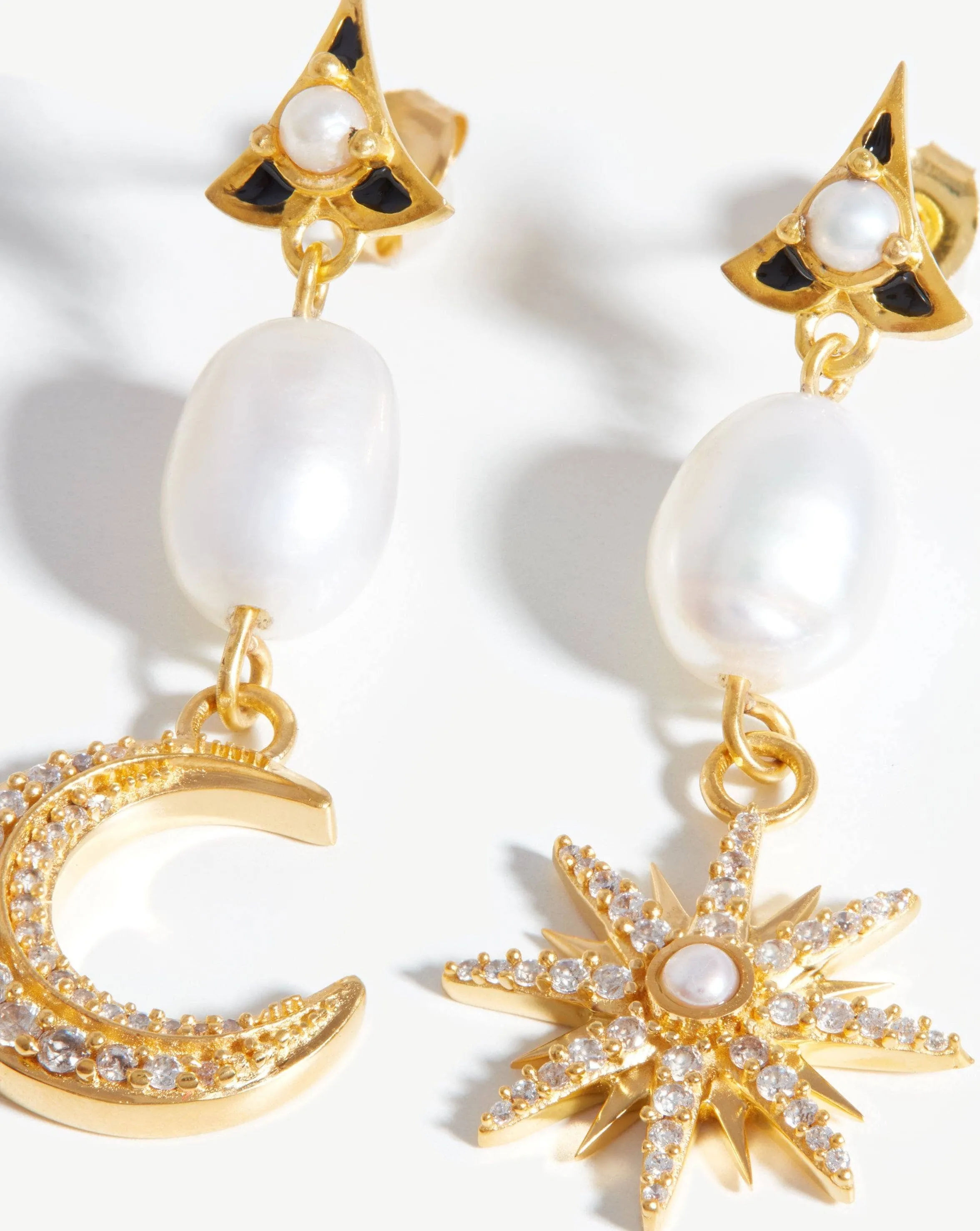 Harris Reed Moonlight Pearl Drop Earrings | 18k Gold Plated/Pearl