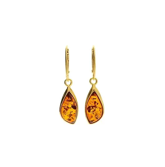 MILENA Drop Earrings Gold Plated Baltic Amber