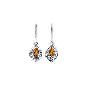 MILENA earrings Silver and Amber Vintage Small