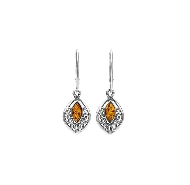 MILENA earrings Silver and Amber Vintage Small