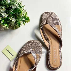 M.Paz Exquisite Snake Print Designed Leather Slipper