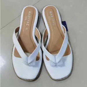 M.Paz Exquisite White  Designed Leather Slipper