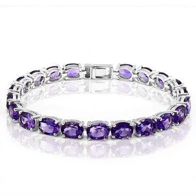 NATURAL AMETHYST 925 STERLING SILVER TENNIS BRACELET OV6X4