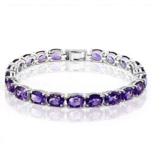NATURAL AMETHYST 925 STERLING SILVER TENNIS BRACELET OV7X5