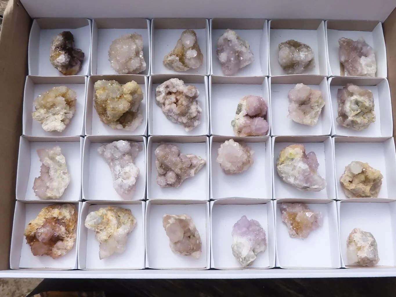 Natural Mixed Selection Of Small Spirit Quartz Clusters  x 24 From Boekenhouthoek, South Africa