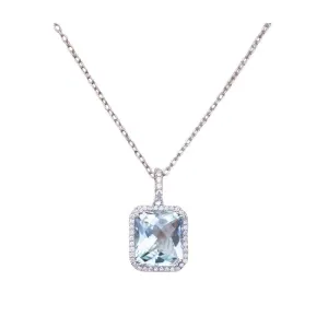 Pe Jay Creations 18K White Gold Aquamarine and Diamond Necklace