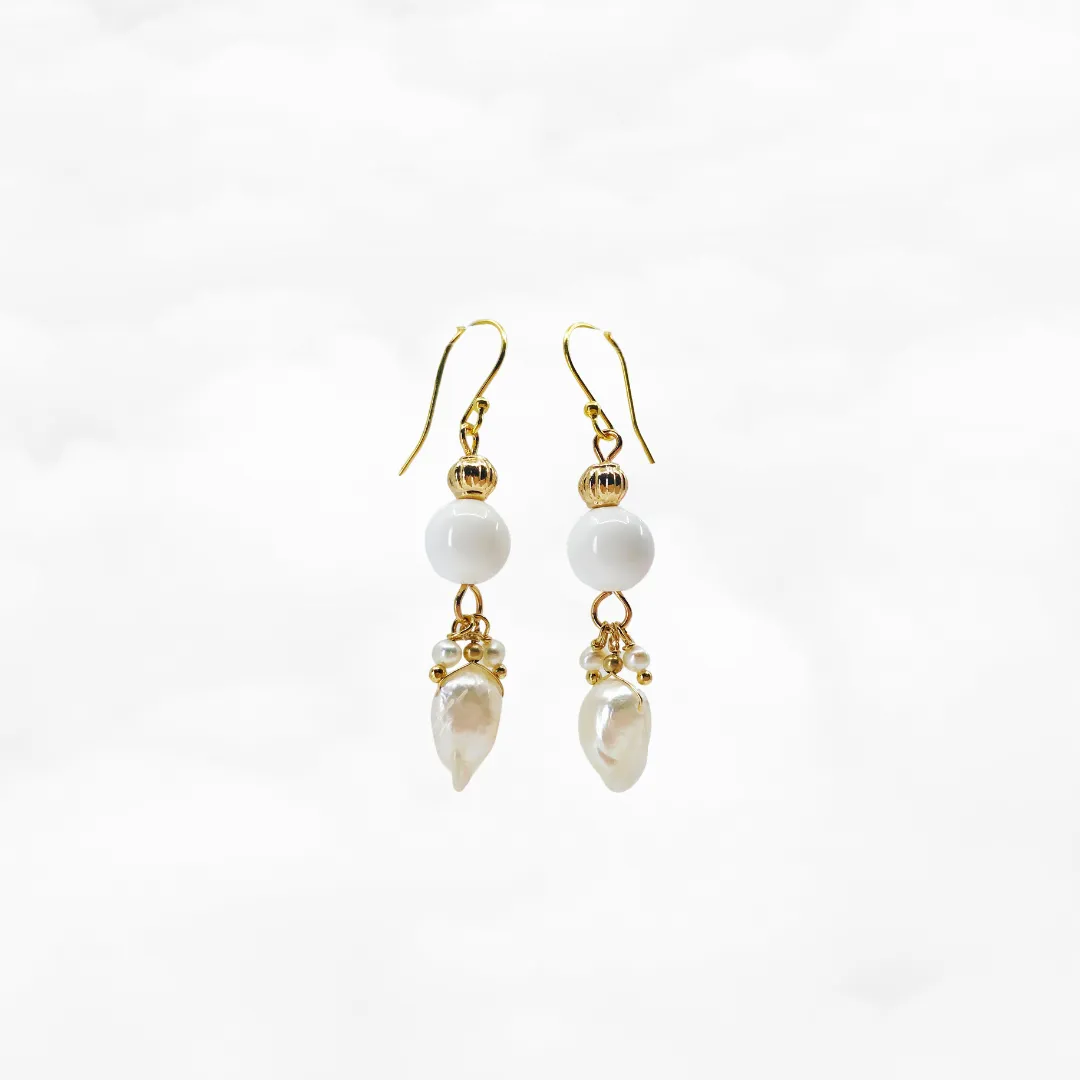 Pearl Feather Tridacna Earrings