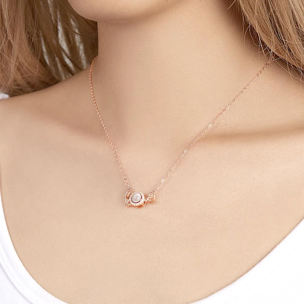 Personalized Custom Sterling Silver Love Photo Projection Necklace