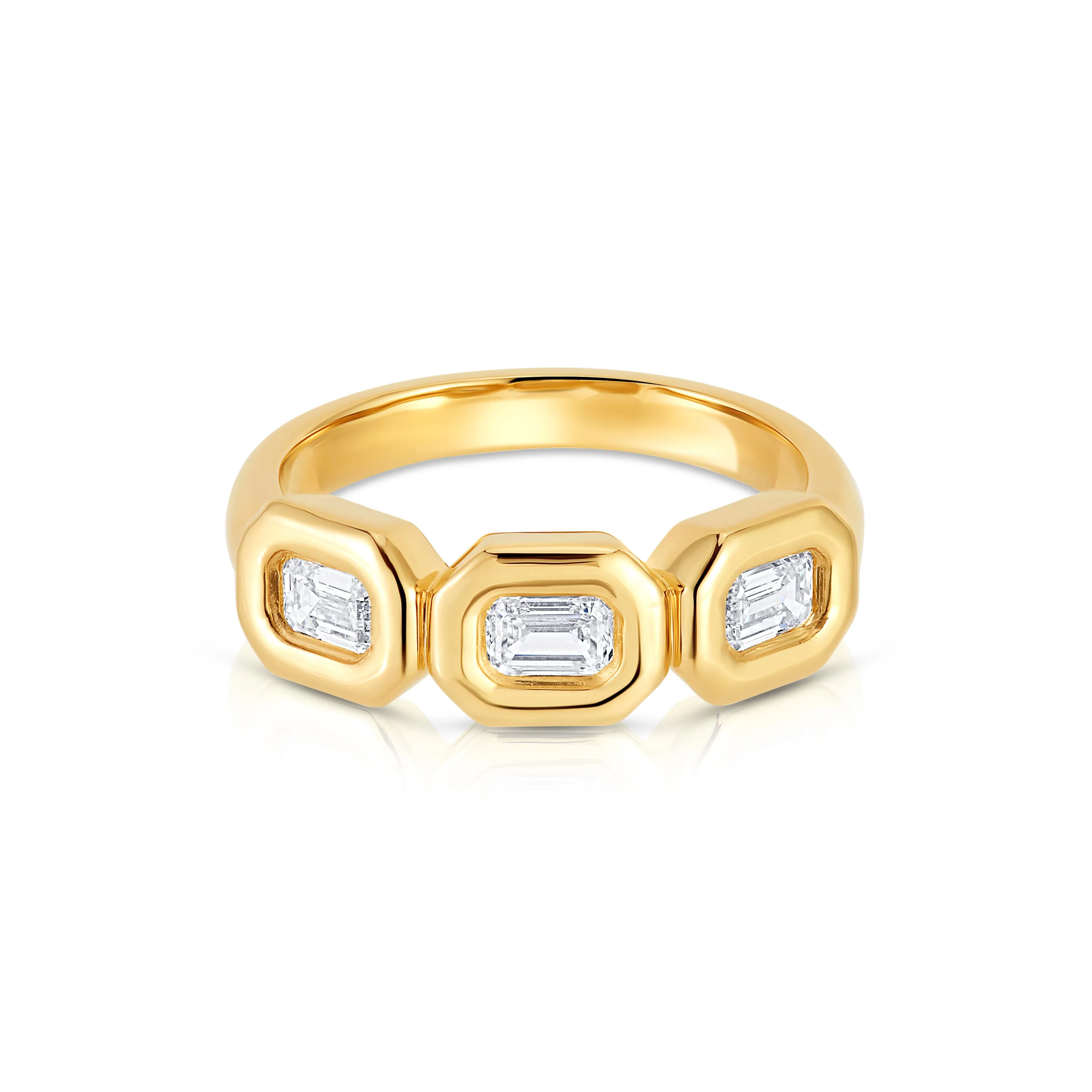 Puffy Trio Emerald Ring