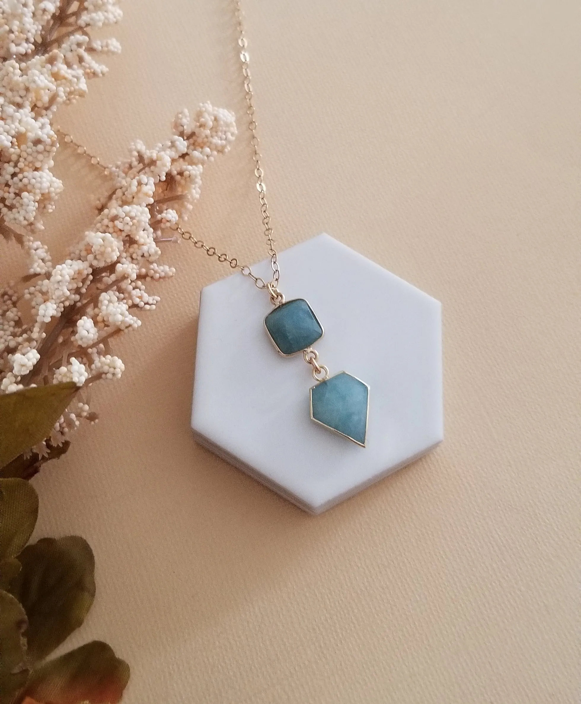 Raw Aquamarine Pendant Necklace, , March Birthstone Crystal