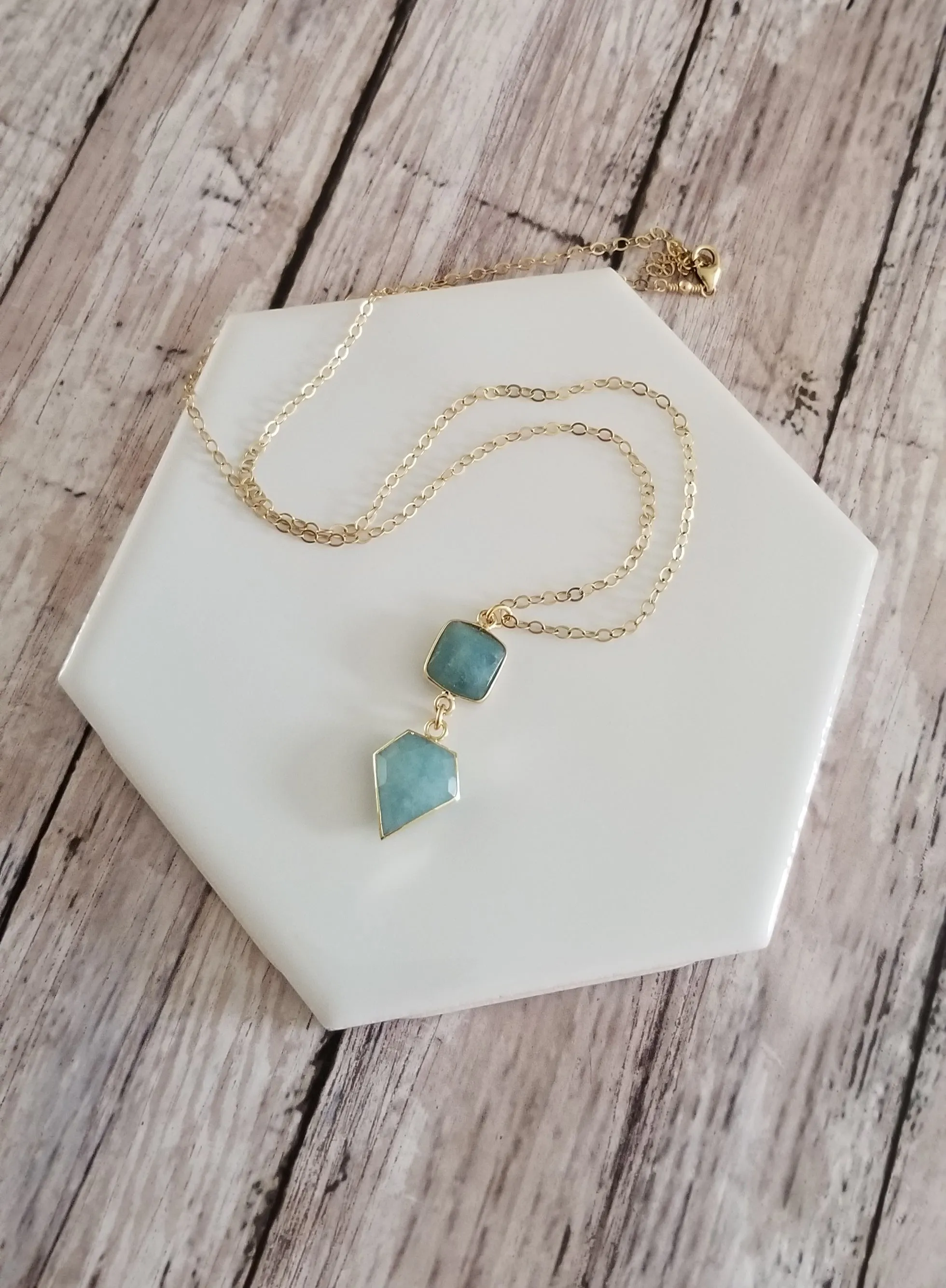 Raw Aquamarine Pendant Necklace, , March Birthstone Crystal